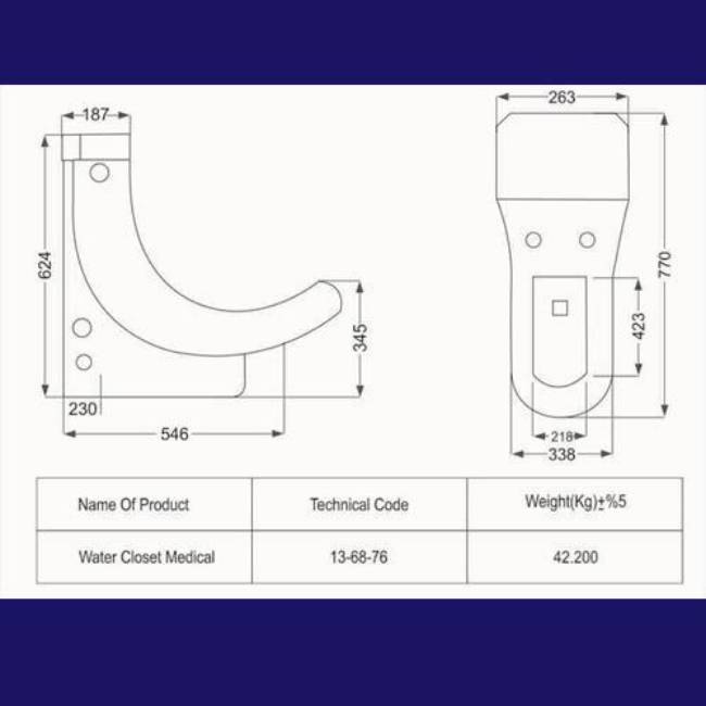 Silvia medical curved tebbi toilet dimensions