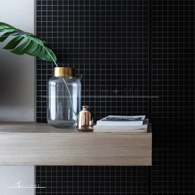 Chic bathroom Black glazed porcelain tile