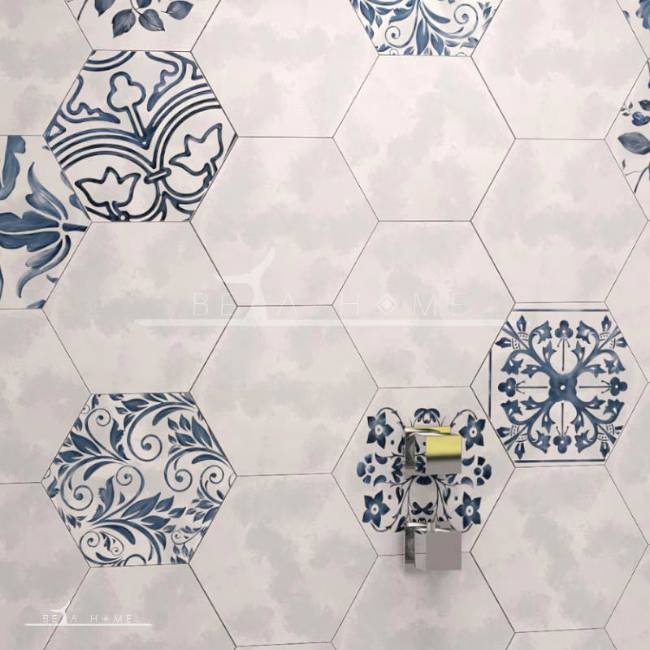 Khazal decorative and white cloud hexagon tiles