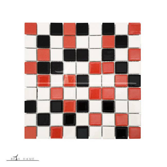 Artema ceramic vibrant red black and white mosaic mix