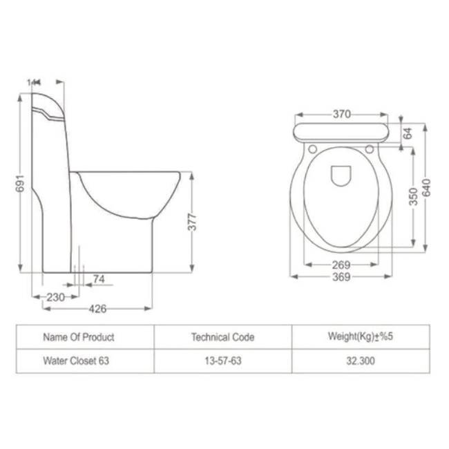 Vista curved top toilet farangi dimensions