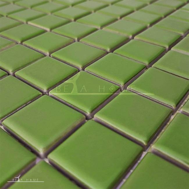 Bright green glazed porcelain mosaic tiles