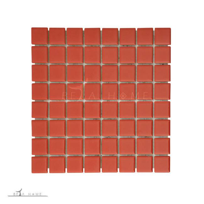 Artema ceramic red glazed mosaic tiles top view