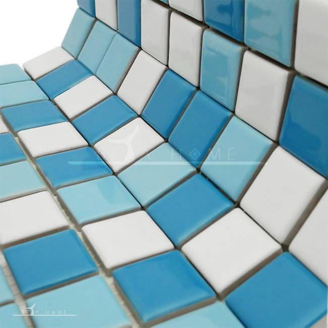 Bright mosaic tile mix blue and white