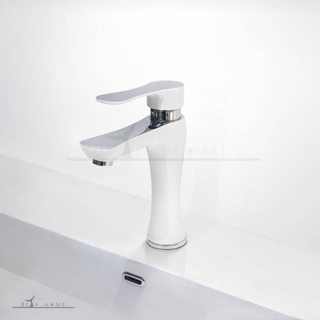 Elegance white basin tap with chrome details
