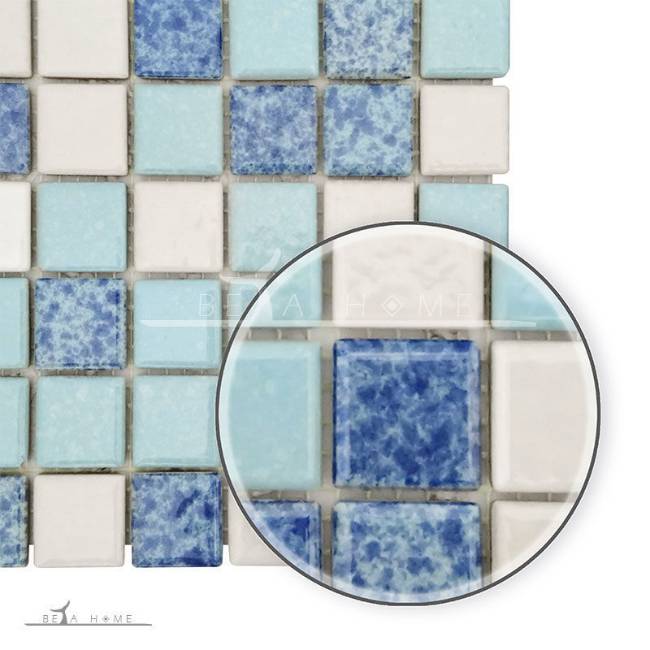 Artema ceramic sea mix cloud effect blue and white glazed mosaic tiles