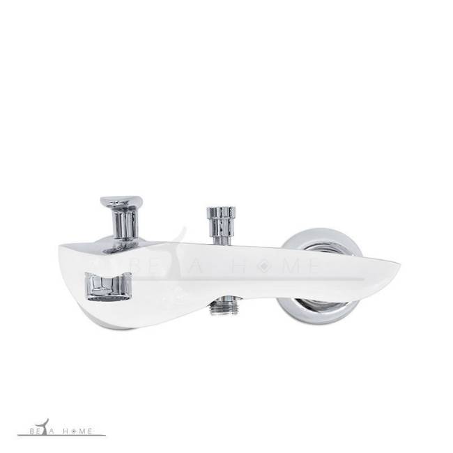 Edrina taps Viola wall mount bath tap with chrome and white finish