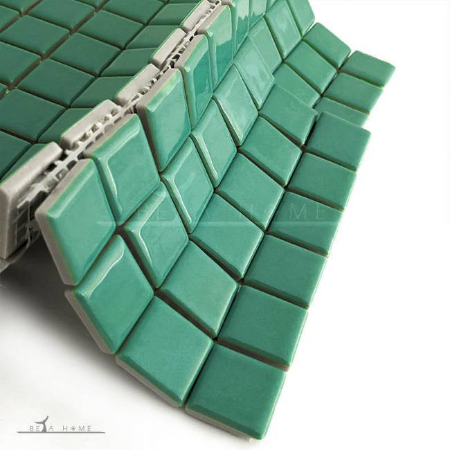 Artema ceramic glazed green tiles on mesh