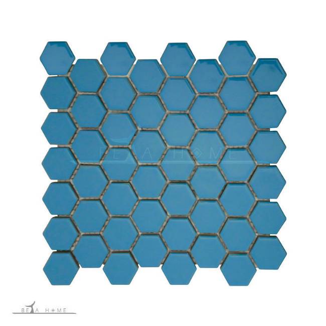 Artema ceramic bright blue hexagon mosaic tiles