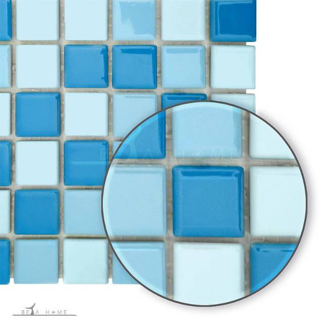 Bright blues ocean mixed porcelain mosaic tiles