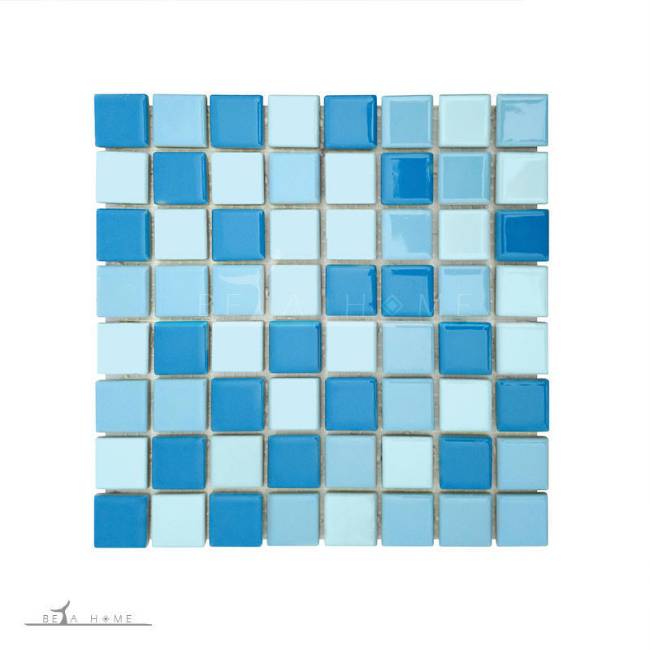 Bright blues ocean mixed porcelain mosaic tiles