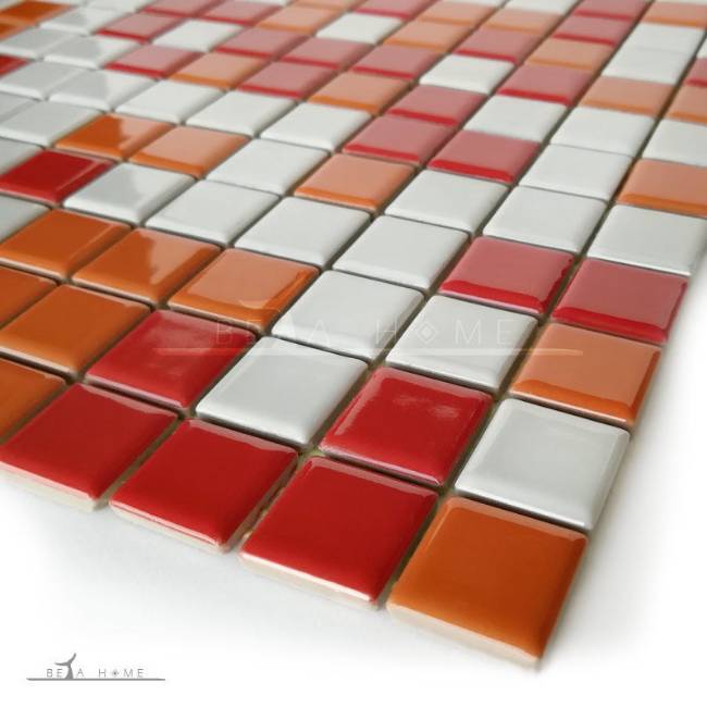 Artema ceramic Marina mix red orange and white mosaic tiles