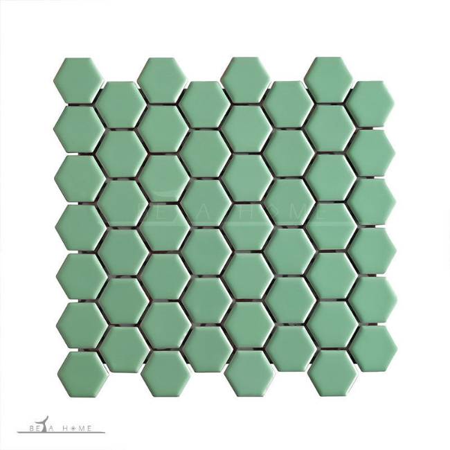 Light green hexagon mosaic porcelain tiles