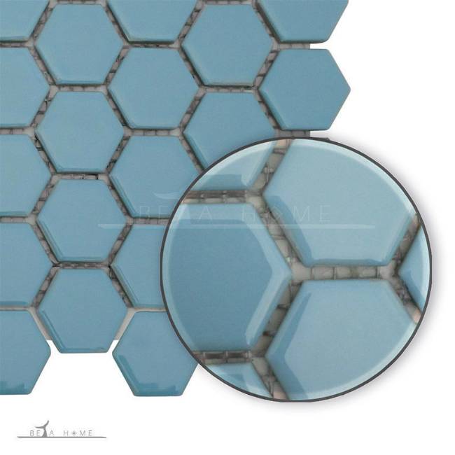 Artema ceramic light blue hexagon mosaic tiles
