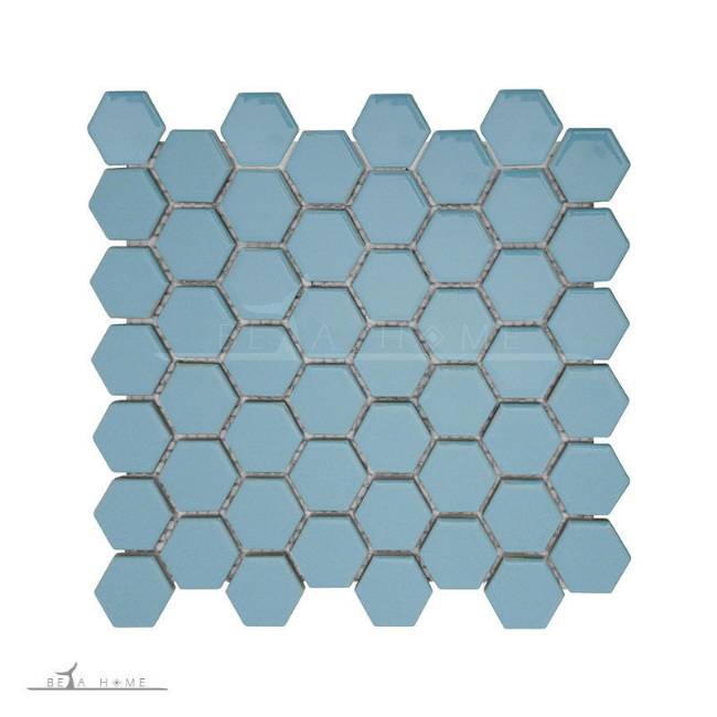Artema ceramic light blue hexagon mosaic tiles sheet