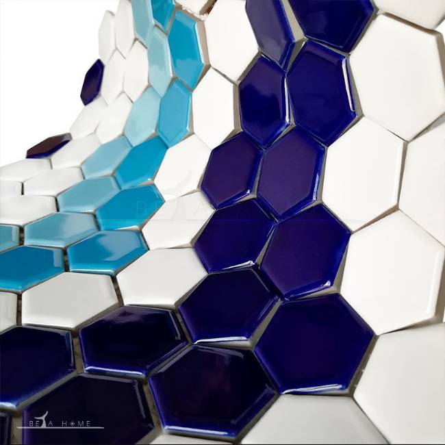 Artema ceramic hexagon mosaic tile blue wave mix
