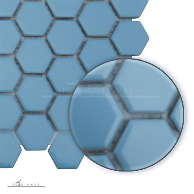 Beautiful blue hexagon glazed mosaic tiles