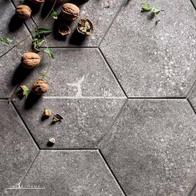 Dark grey hexagon geo tiles