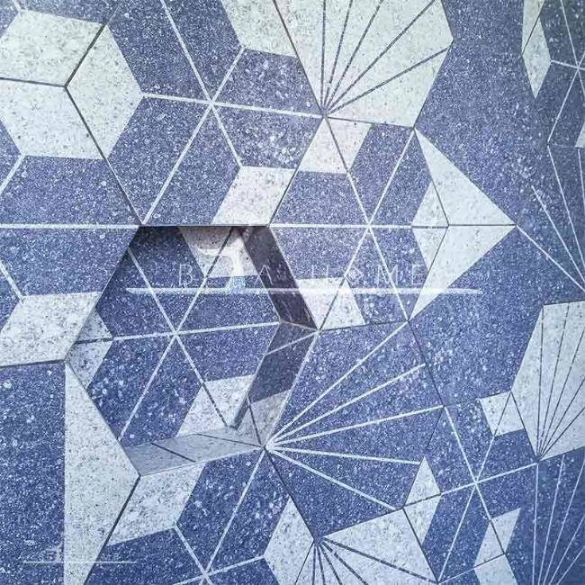 Geo blue mixed patterns hexagon tiles
