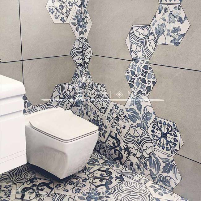 Khazal designer bathroom handpainted effect tiles