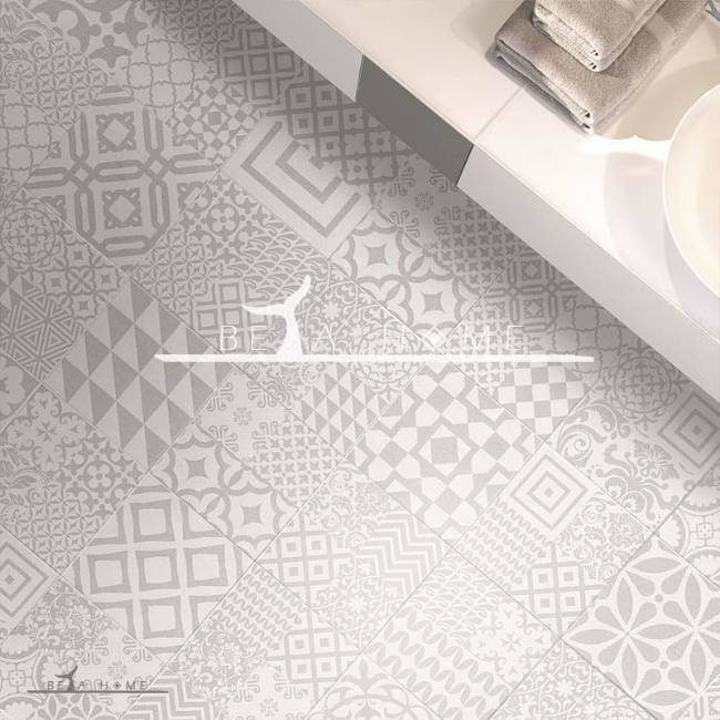 Palma decorative grey and white pattern tile