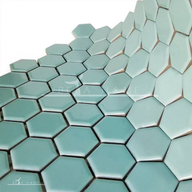 Artema ceramic cyan green glazed hexagon mosaic porcelain tiles