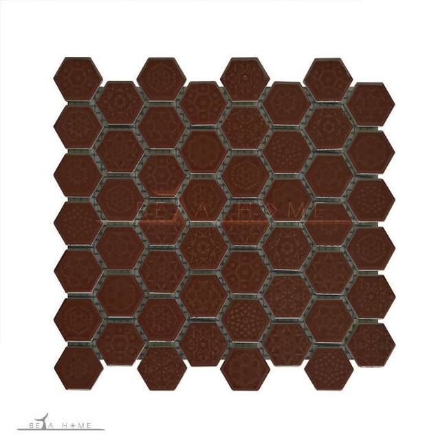 Artema ceramic Dark brown Textured Hexagon Porcelain Mosaic