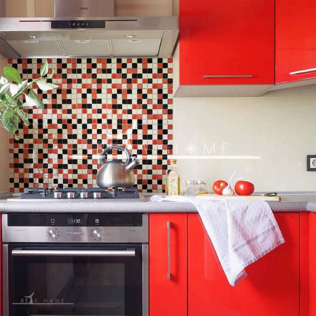 Artema ceramic red, black and white mix porcelain mosaic tiles