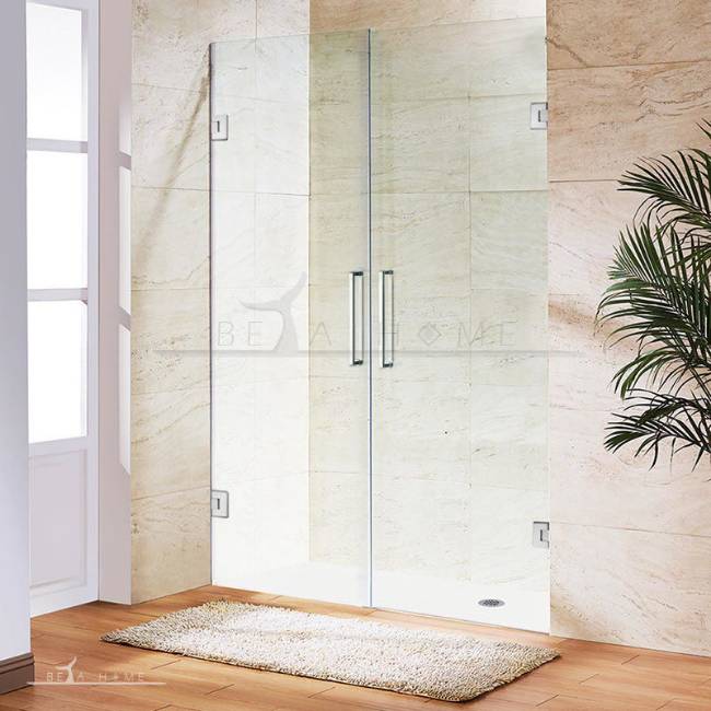 Frameless hinged double doors for shower