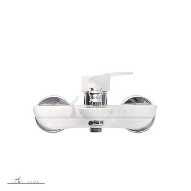 Behrizan elegance white and chrome bath and shower combi wall mount tap