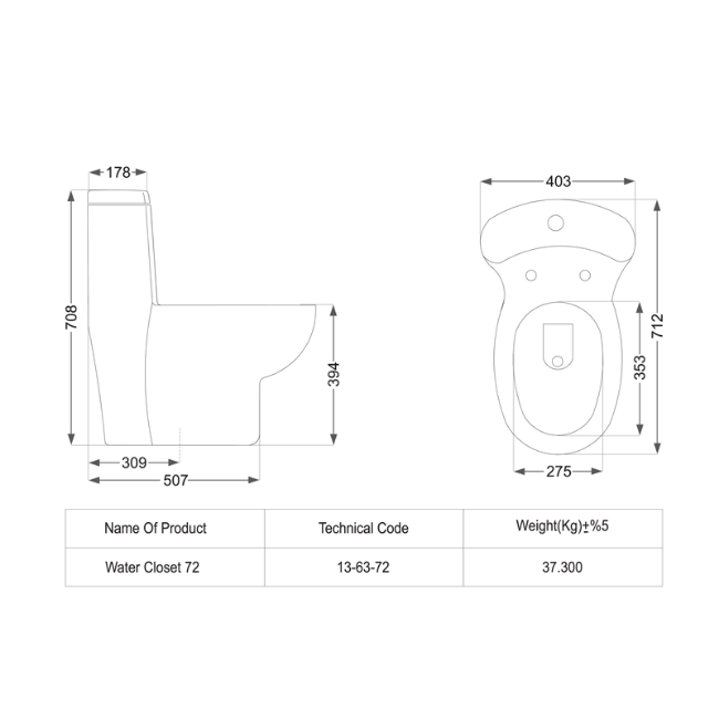 Parmida one piece toilet farangi dimensions