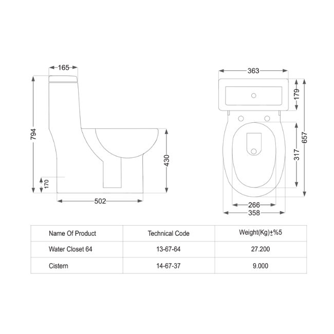 Morvarid Olga toilet with separate cistern