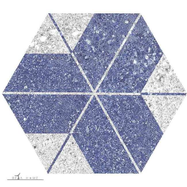 Geo blue pattern hexagonal tile