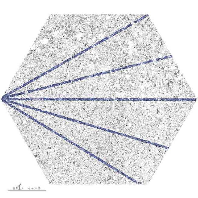 کاشی جئو شش ضلعی آبی دکور گلدیس کاشی