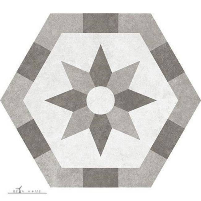 Hana hexagon star porcelain grey decor tiles