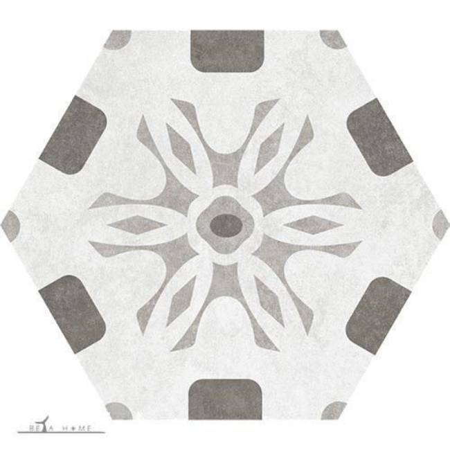 Hana hexagon wave porcelain grey decor tiles