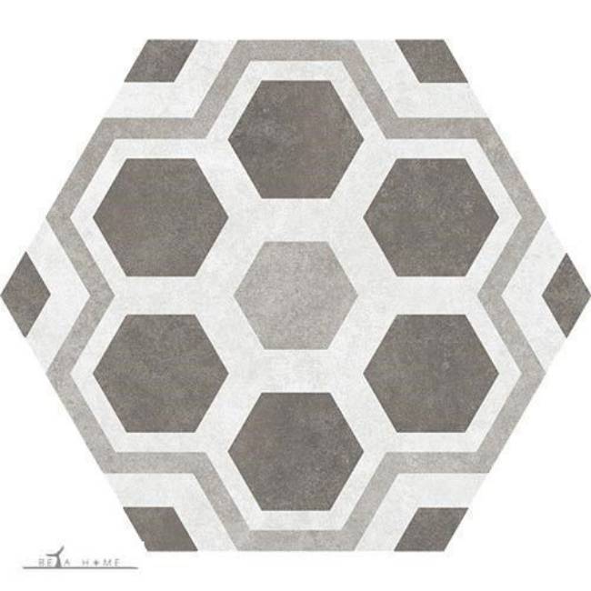 Hana hexagon porcelain grey pattern tile