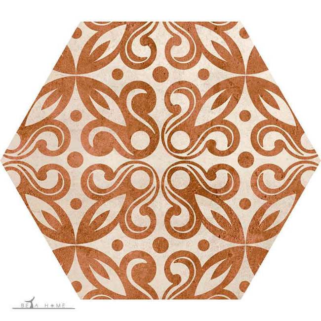 Massa decorative grey and terracotta pattern hexagon tiles