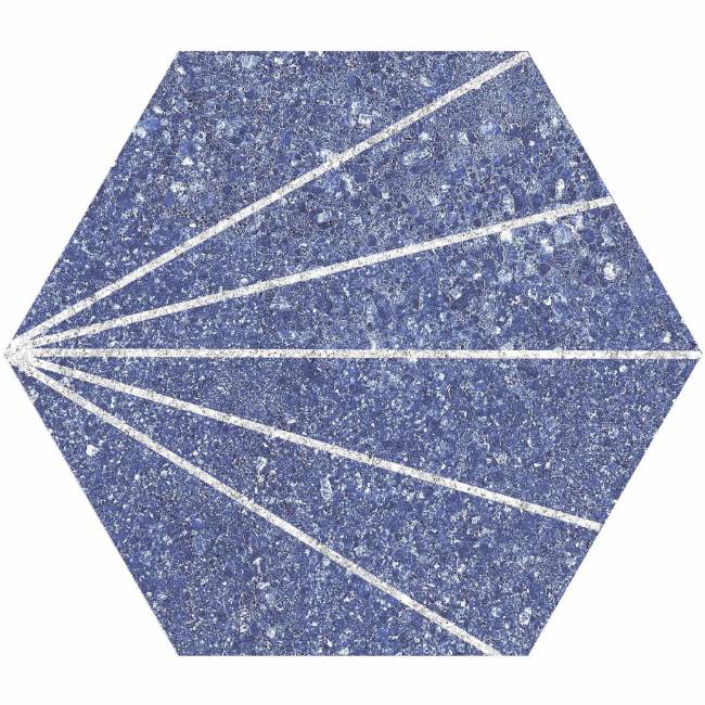 Geo blue pattern hexagonal tile