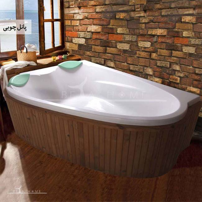 Valeria whirlpool bath with wood panels