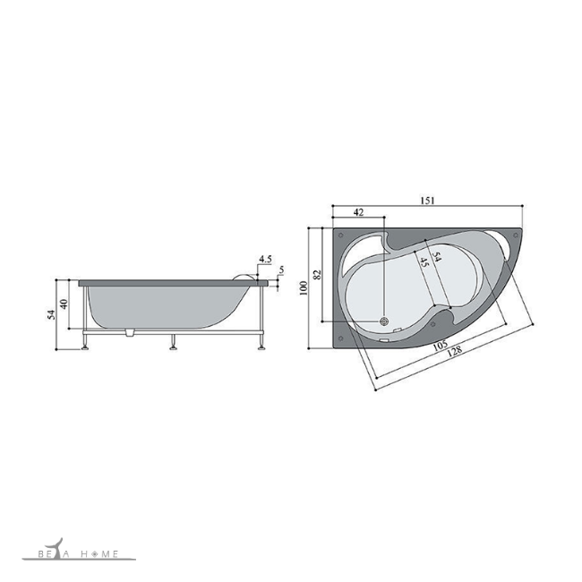 Silvia acrylic bath dimensions