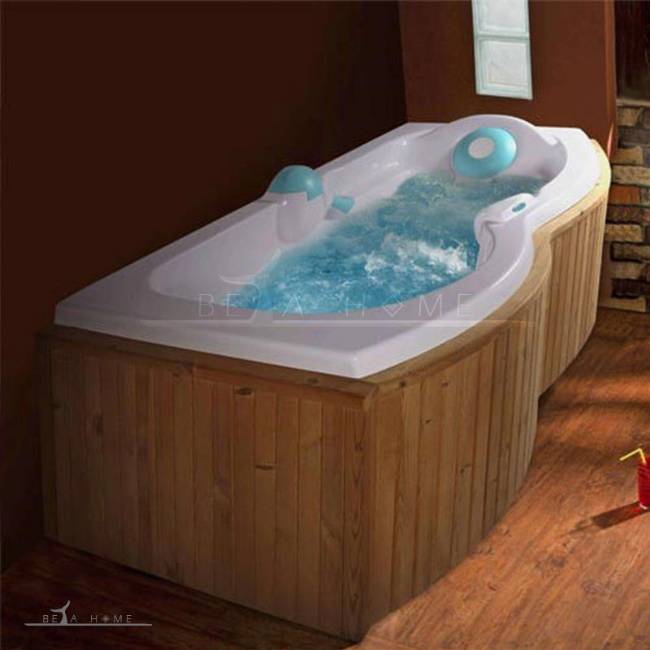 Elba standard bath with wooden bath panel