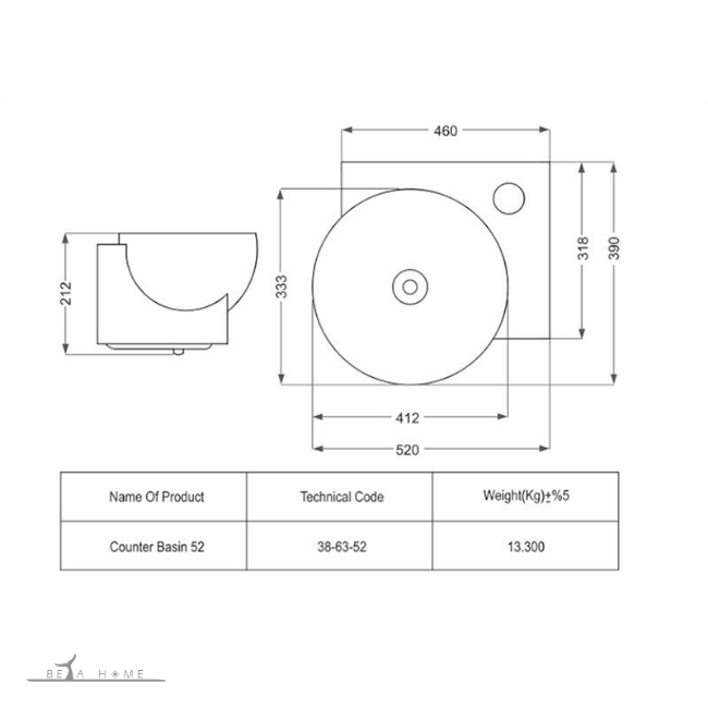 Morvarid parmida cabinet top compact sink diagram