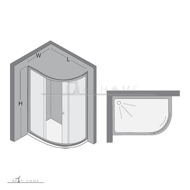 Karina large curved shower enclosure diagram