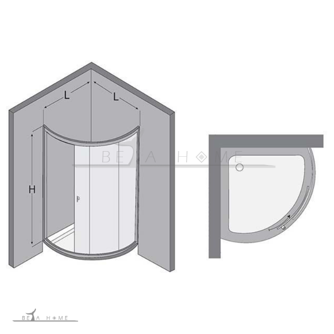 Katrina curved shower enclosure diagram