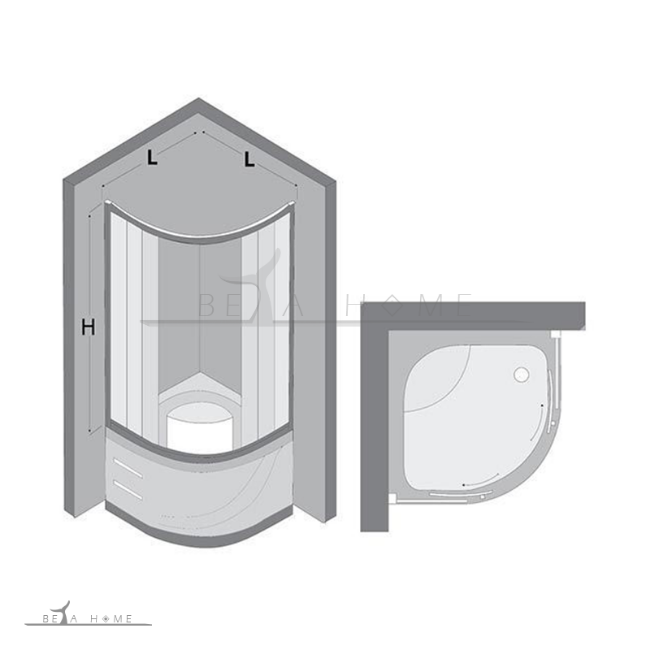 Larisa curved shower bath enclosure diagram
