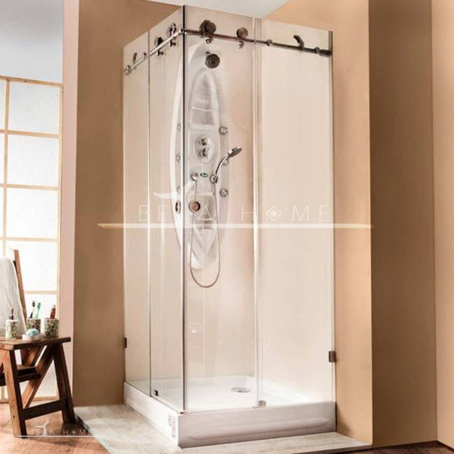 Malika frameless sliding door shower enclosure