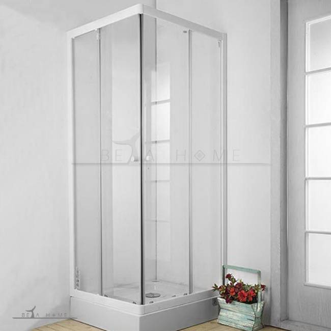Malika white sliding door shower enclosure