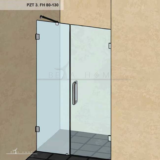 Frameless shower wall fixing hinged door, 2 piece diagram