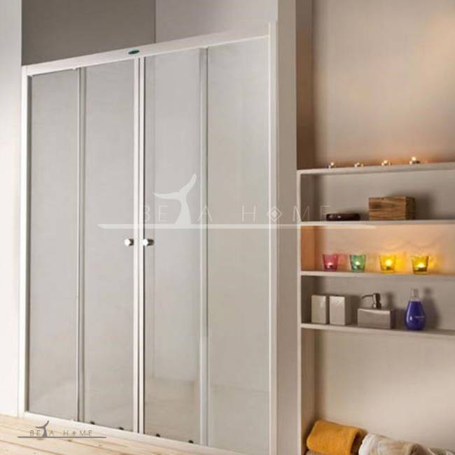Sliding double door for large shower with chrome or white frame